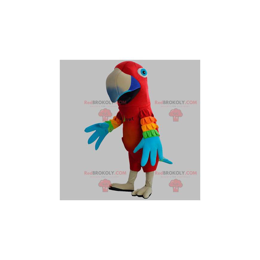 Mascote papagaio vermelho com asas coloridas - Redbrokoly.com