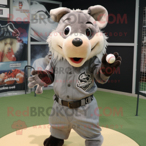 Silver Wild Boar mascot costume character dressed with a Baseball Tee and Keychains