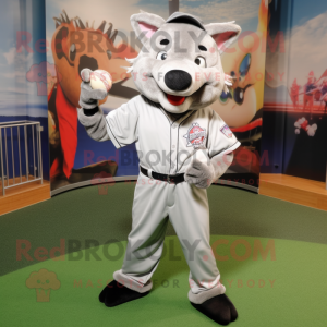 Silver Wild Boar mascot costume character dressed with a Baseball Tee and Keychains
