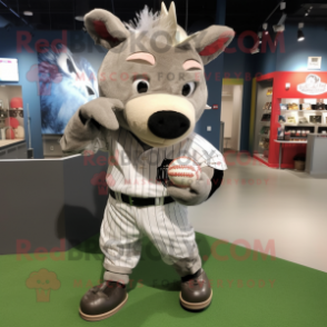 Silver Wild Boar mascot costume character dressed with a Baseball Tee and Keychains