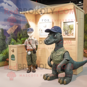 Navy Parasaurolophus mascot costume character dressed with a Cargo Shorts and Earrings