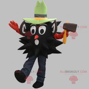 Mascotte de bonhomme noir de bucheron avec un chapeau -