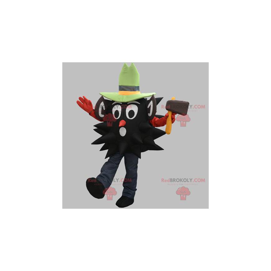 Černý dřevorubec maskot s kloboukem - Redbrokoly.com
