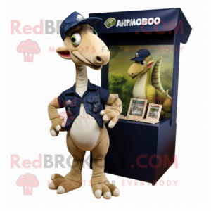 Navy Parasaurolophus mascot costume character dressed with a Cargo Shorts and Earrings