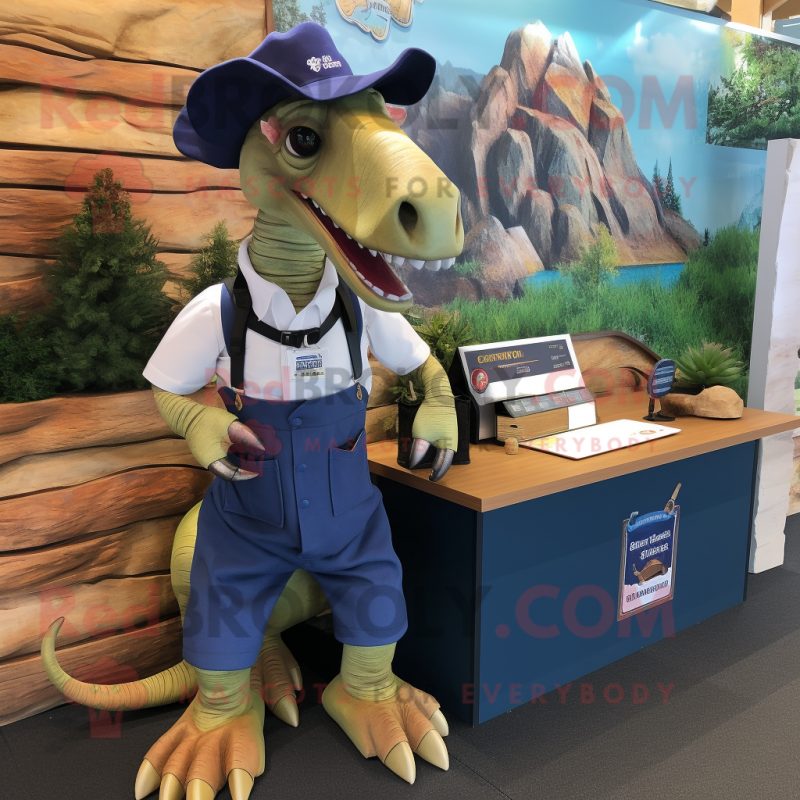 Navy Parasaurolophus mascot costume character dressed with a Cargo Shorts and Earrings