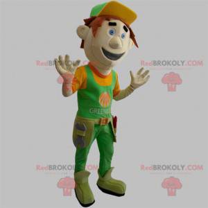 Mascotte d'homme d'ouvrier avec ses outils - Redbrokoly.com