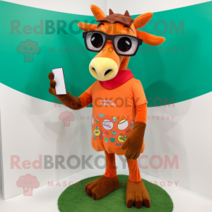 Orange Okapi maskot kostume...