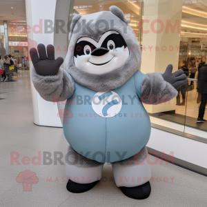Gray Superhero mascot costume character dressed with a Parka and Mittens