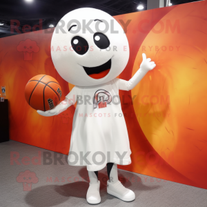 White Basketball Ball mascot costume character dressed with a Blouse and Earrings