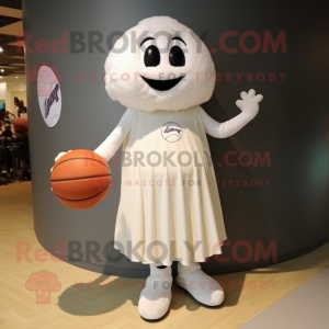 White Basketball Ball mascot costume character dressed with a Blouse and Earrings