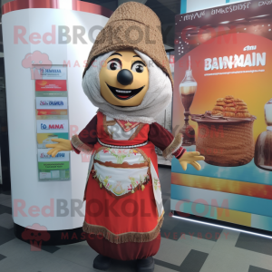 nan Biryani mascot costume character dressed with a A-Line Dress and Beanies