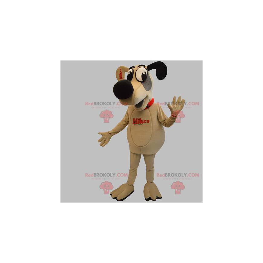 Mascotte de toutou de chien beige gris et noir - Redbrokoly.com