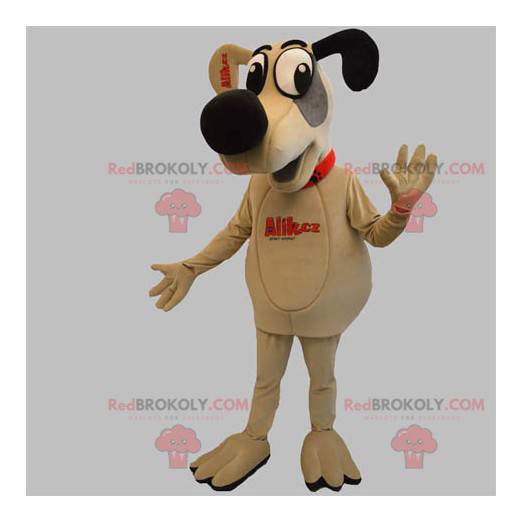 Doggie dog mascot beige gray and black - Redbrokoly.com