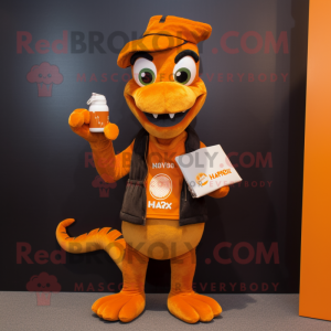 Orange Hydra maskot kostume...