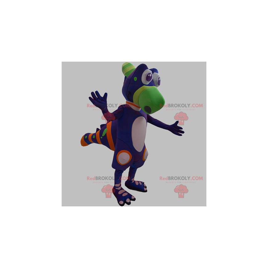 Mascotte di dinosauro creatura viola verde e arancione - Mascotte di dinosauro creatura viola verde e arancione -