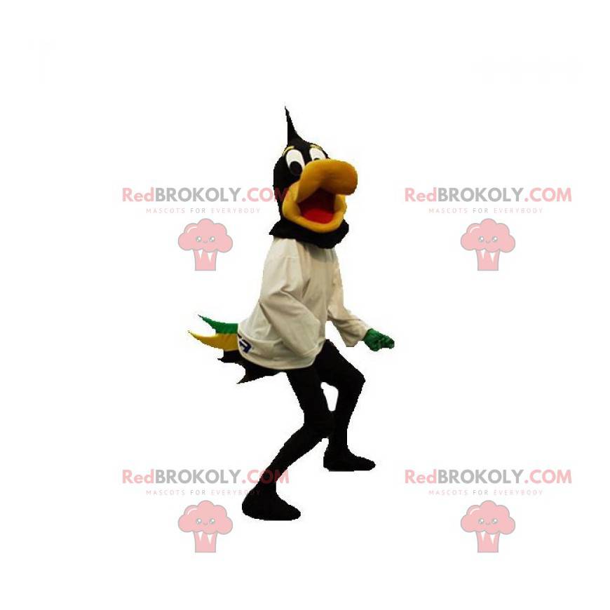 Mascota del pato negro y amarillo. Mascota del pato lucas -