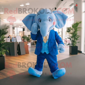 Blue Elephant mascot costume character dressed with a Suit and Shoe clips