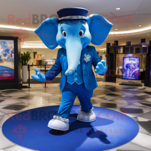Blue Elephant mascot costume character dressed with a Suit and Shoe clips