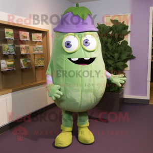 Lavender Zucchini mascot costume character dressed with a Oxford Shirt and Foot pads