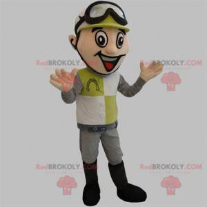 Mascotte fantino con casco e occhiali - Redbrokoly.com