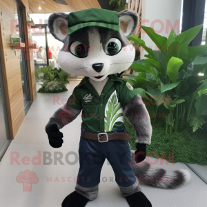 Forest Green Civet mascot costume character dressed with a Bootcut Jeans and Cufflinks