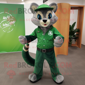 Forest Green Civet mascot costume character dressed with a Bootcut Jeans and Cufflinks