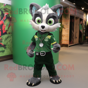 Forest Green Civet mascot costume character dressed with a Bootcut Jeans and Cufflinks