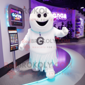 White Ghost mascot costume character dressed with a Swimwear and Bracelets