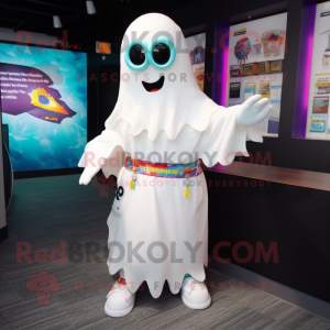 White Ghost mascot costume character dressed with a Swimwear and Bracelets