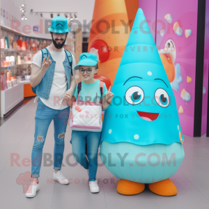 Cyan Ice Cream Cone maskot...
