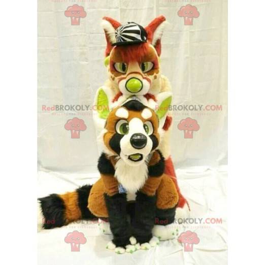 2 mascottes de renards de chiens - Redbrokoly.com