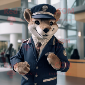 Navy Thylacosmilus mascot costume character dressed with a Jacket and Lapel pins