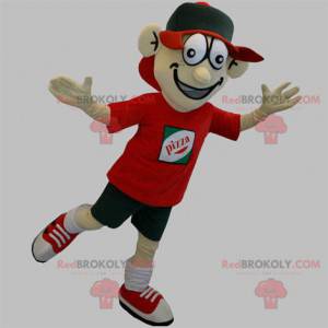 Maskot doručovatele pizzy. Teenager maskot - Redbrokoly.com