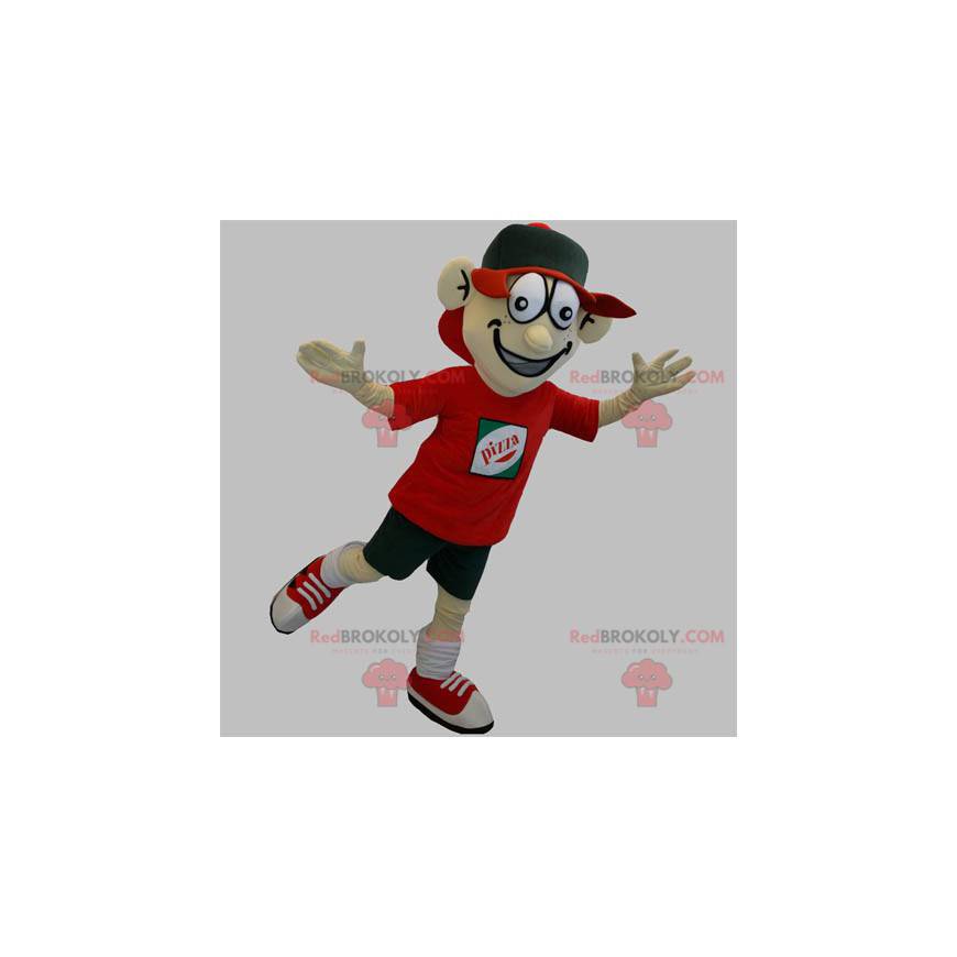 Pizza delivery man mascot. Teenager mascot - Redbrokoly.com