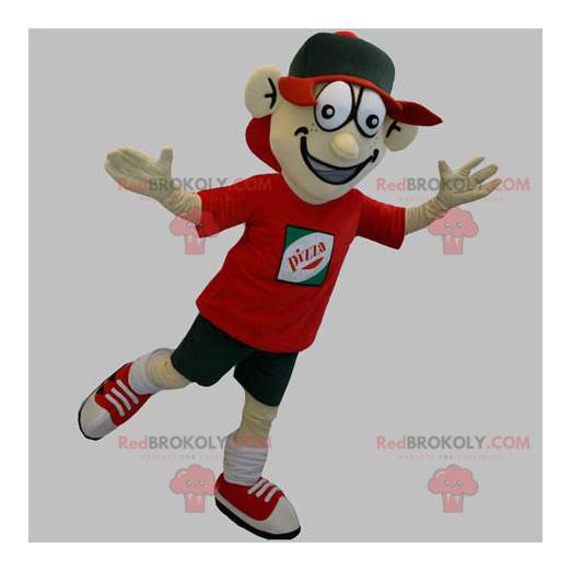 Maskot doručovatele pizzy. Teenager maskot - Redbrokoly.com