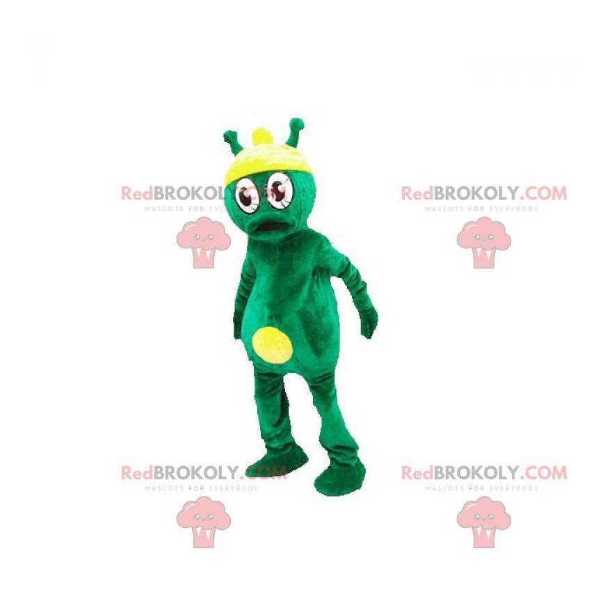 Mascota alienígena alienígena verde y amarillo - Redbrokoly.com