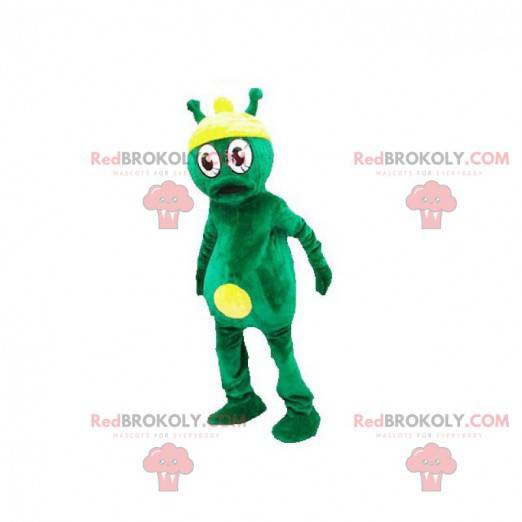 Groen en geel alien alien mascotte - Redbrokoly.com