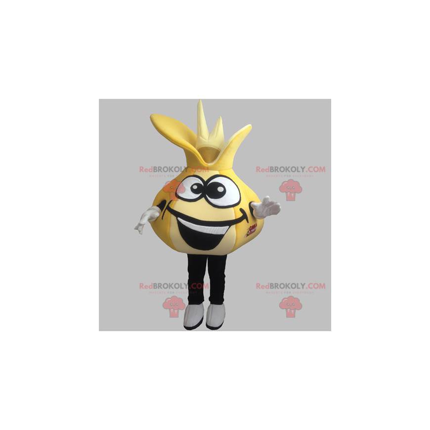 Mascota de cebolla de diente de ajo amarillo gigante -
