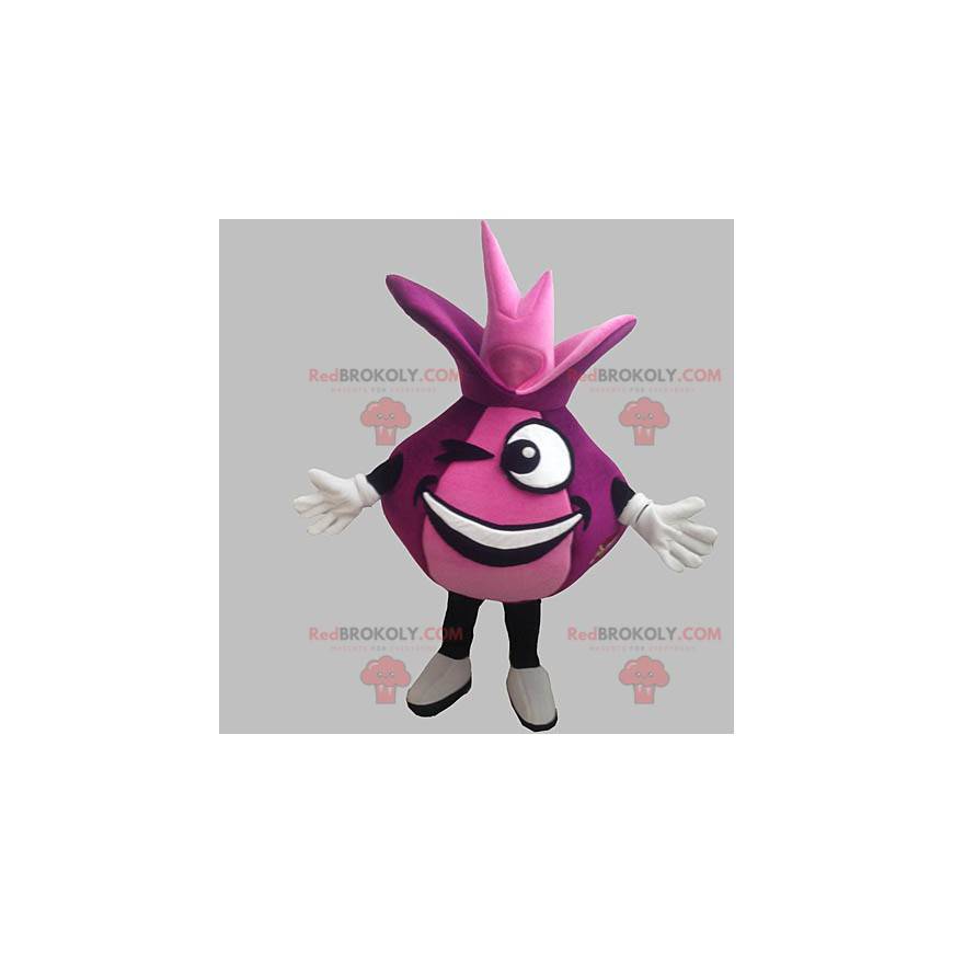 Giant and funny red onion mascot. Pink mascot - Redbrokoly.com