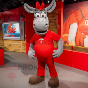 Red Donkey maskot kostume...