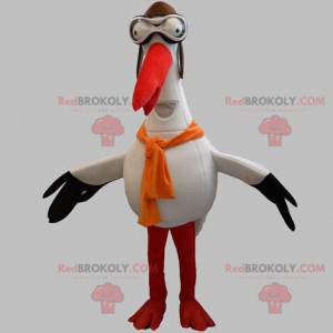 Giant stork mascot white black and orange - Redbrokoly.com