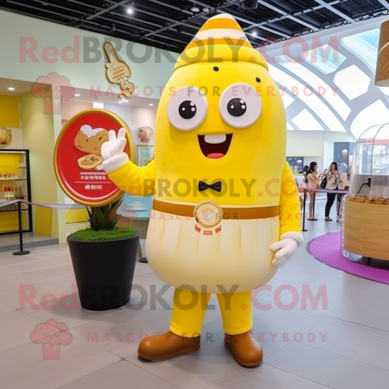 Yellow Ice Cream mascot costume character dressed with a Trousers and Watches Yellow Ice Cream mascot costume character dressed with a Trousers and Watches