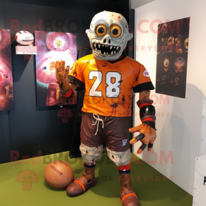 Rust Undead mascot costume character dressed with a Rugby Shirt and Earrings
