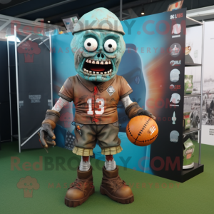 Rust Undead mascot costume character dressed with a Rugby Shirt and Earrings