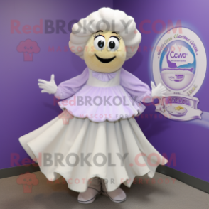 Lavender Clam Chowder mascot costume character dressed with a Blouse and Rings