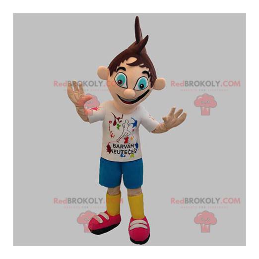 Teenager boy mascot with pretty blue eyes - Redbrokoly.com