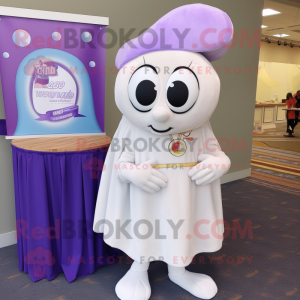 Lavender Clam Chowder mascot costume character dressed with a Blouse and Rings