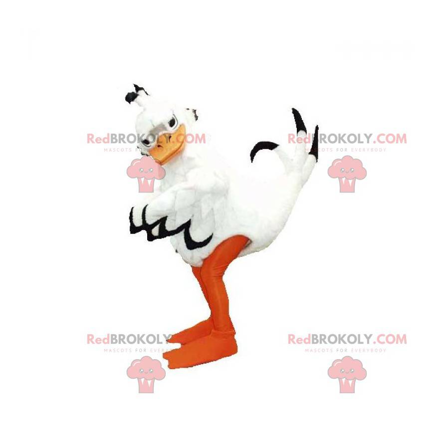 Mascota de pato blanco gigante negro y naranja - Redbrokoly.com