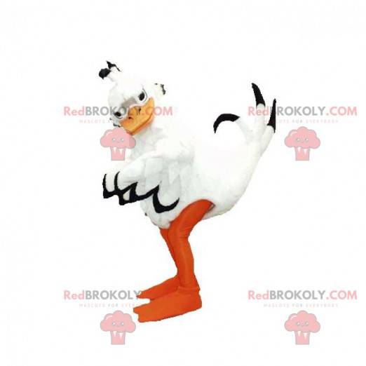 Mascote gigante pato preto e laranja branco - Redbrokoly.com