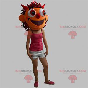 Imp orange monster head maskot - Redbrokoly.com